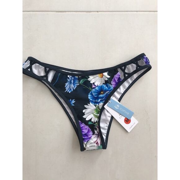 Cupshe Swim Multicolor Floral Print Bikini Bottom Swimwear - Picture 1 of 10